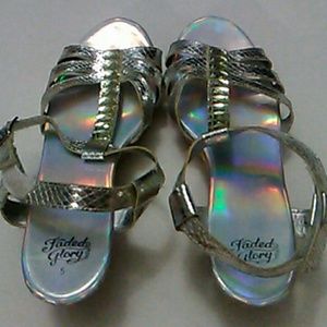 silver pretty wedged sandals